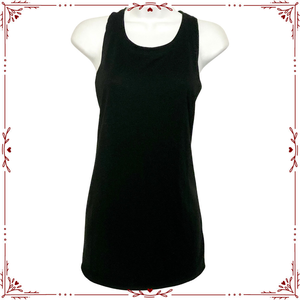 Women's L Solid Black Deep Cut Arms Racerback Tank Top